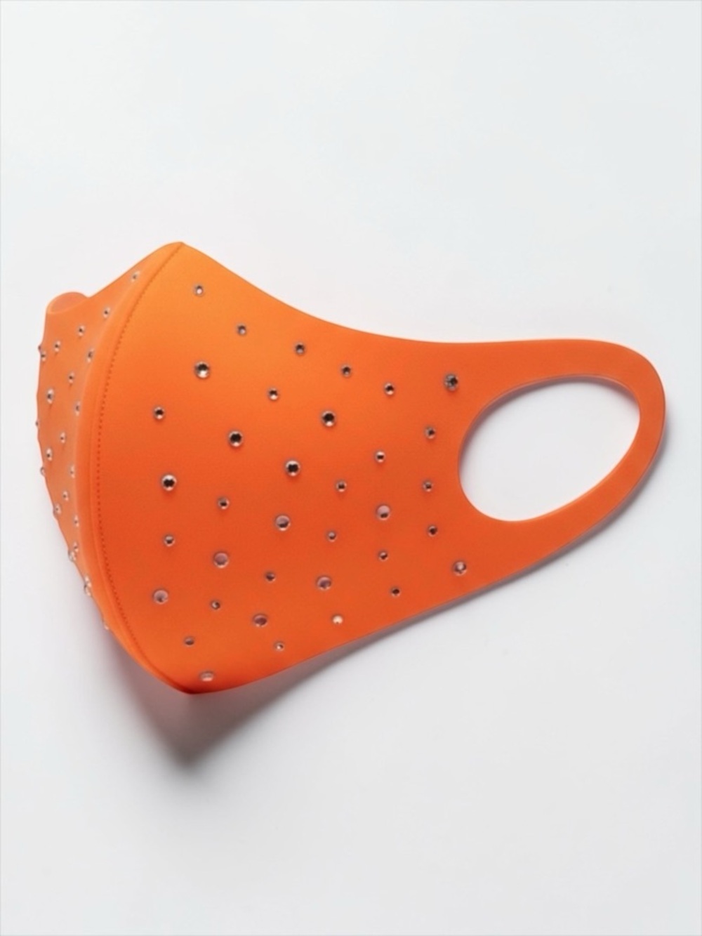 Neon Orange Rhinestone Face Mask Sparkly Festival Rave Party NWT